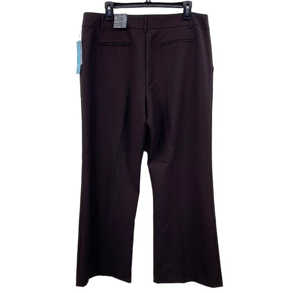 Covington Sz 14 Short Brown Classic Trouser Dress Pants Wide Leg Flat Front NWT - Picture 2 of 9